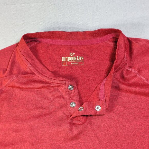 Outdoor Life 1/4 button up collar long sleeve T-shirt men's size XL brick-red - Picture 3 of 8
